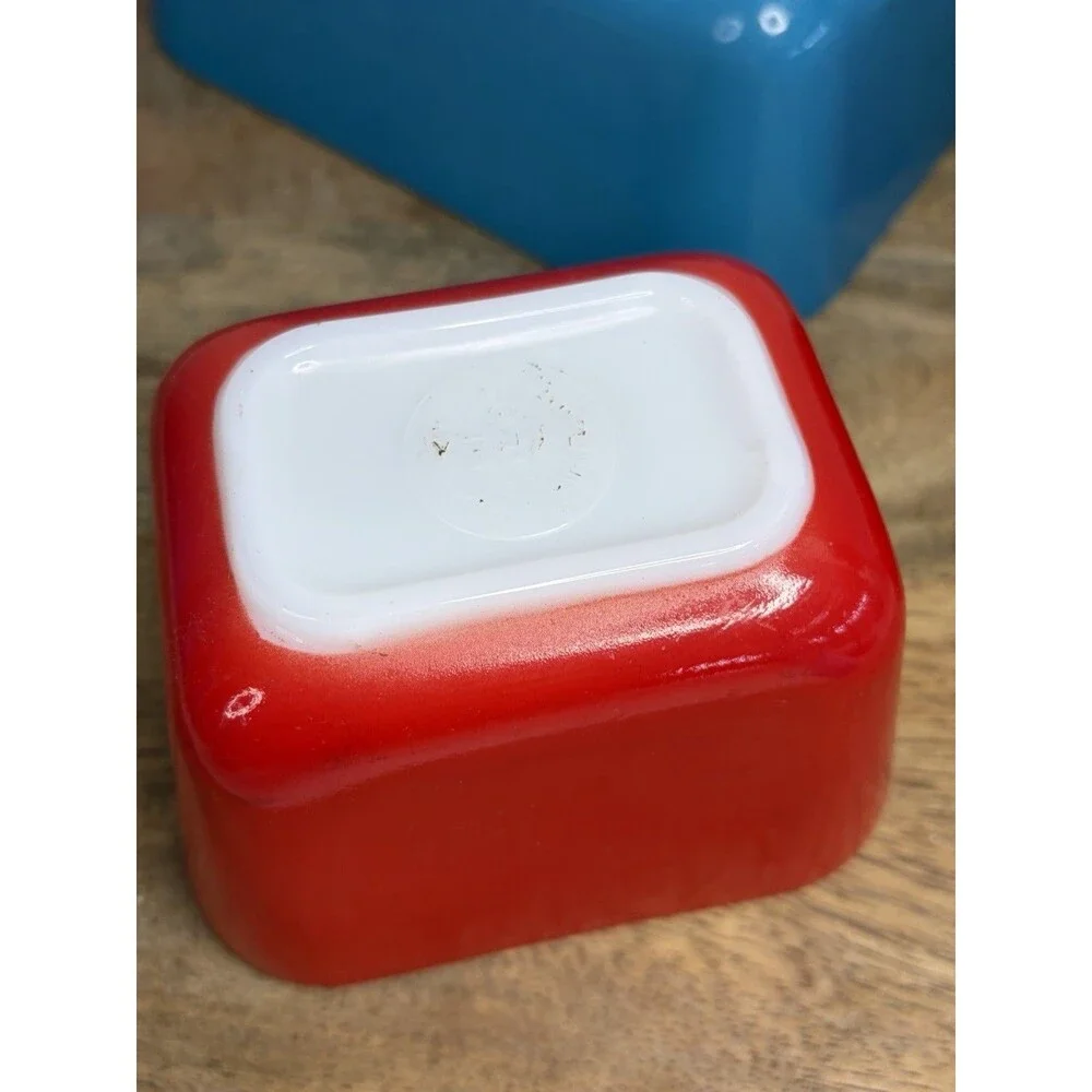 Pyrex Primary Colors 3 Pc Refrigerator Dishes 501 502 Vintage No Lids Red Blue